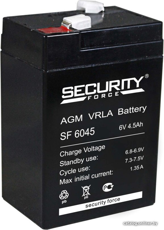UPS Аккумулятор  Security Force SF 6045 6V/4.5Ah 70/47/100, 0.64кг, F1