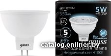 Лампа LED Gauss LED MR16 GU5.3 5W 12V 530lm 4100K (201505205)