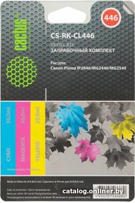 Заправочный набор Cactus CS-RK-CL446 многоцветный для Canon Pixma MG2440/MG2541 (3*30ml)
