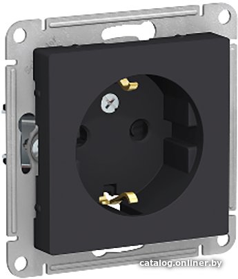 Механизм розетки 1-м СП Schneider Electric Atlas Design с заземл. защ. шторки 16А карбон SchE ATN001045