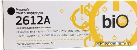 Картридж Bion Q2612A/FX-10/С703 для Canon LaserJet M1005,1010,1012,1015,1020,1022,M1319f,3015,3020,3030,3050(z)/Canon i-SENSYS FAX-L95,100,120,140,160,MF-4018,4120,4140,4150,4270(2000 стр.) черный