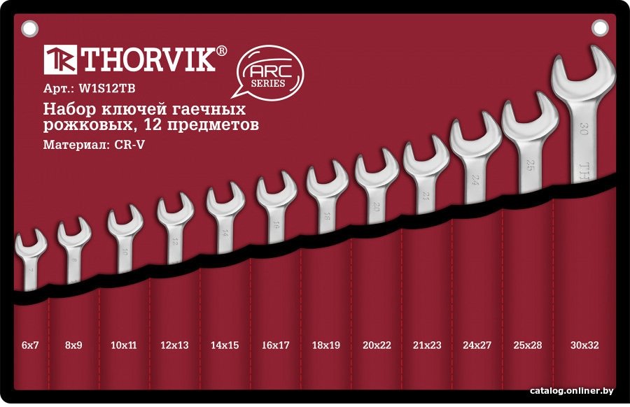 Набор ключей гаечных рожковых Thorvik W1S12TB 12 предметов