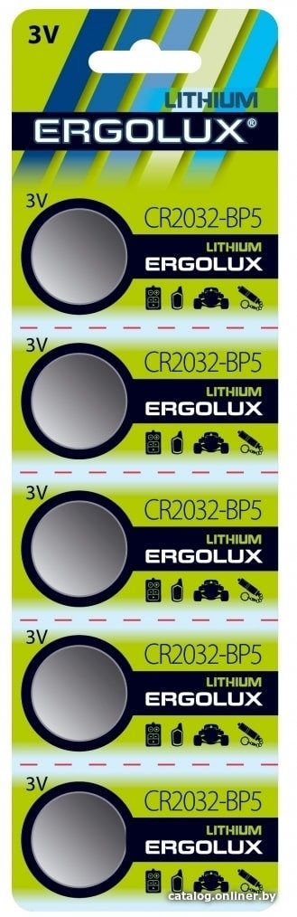Батарейка Ergolux CR2032 BL-5 (5 штук) 12051