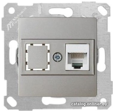 Электроустановочные изделия и аксессуары Розетка компьютерная 1xRJ45 (Cat5e, скрытая, без рамки) титан, RITA, MUTLUSAN 2200 136 0183
