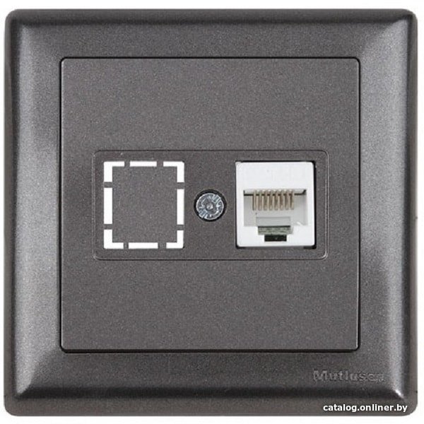 Электроустановочные изделия и аксессуары Розетка компьютерная 1xRJ45 (Cat5e, скрытая, с рамкой) дымчатый, DARIA, MUTLUSAN ((RJ 45)   8-pin, соединения типа 568A или 568B) 2120 136 0195