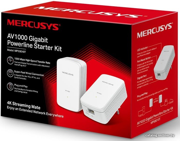 Сетевой Powerline-адаптер Mercusys MP500 KIT AV1000 (комплект гигабитных адаптеров)