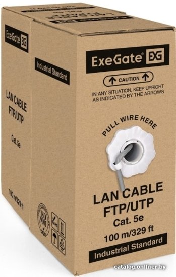 Кабель сетевой UTP Exegate FUTP4-C5e-CCA-S24-IN-PVC-GY-100 (EX281812RUS)