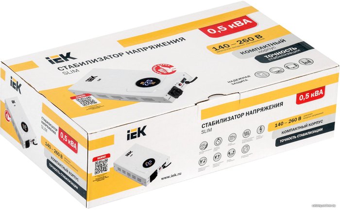 Стабилизатор напряжения IEK Slim 1.2кВт белый IVS22-1-D15-09