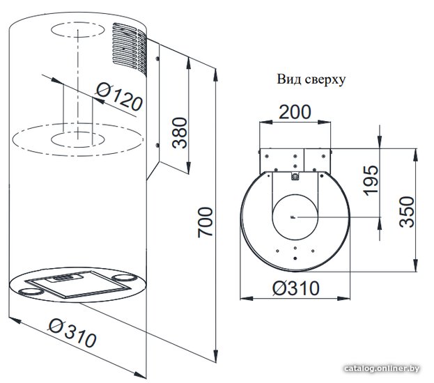Кухонная вытяжка Weissgauff Tubus 700PBWH