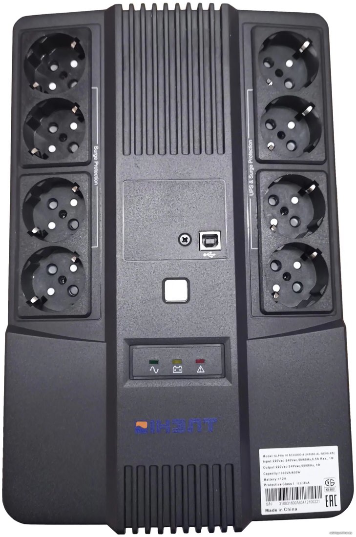 Источник бесперебойного питания IНЭЛТ ALPHA 850 SCHUKO-8 IN850-AL-SCH8-K 480 Вт, line-interactive, 8 евро с заземлением