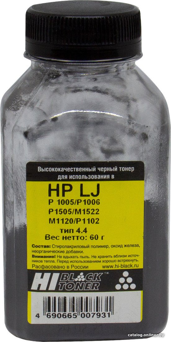 Тонер Hi-Black для HP LJ P1005/P1006/P1505/M1522/M1120/P1102 Тип 4.4, 60г, банка P1005