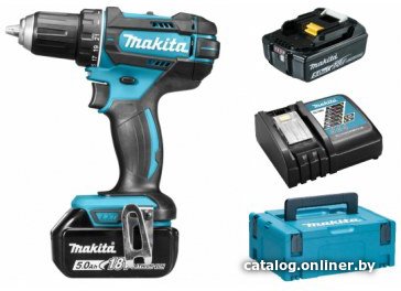 Дрель-шуруповерт Makita DDF482RTJ (с 2-мя АКБ, кейс)