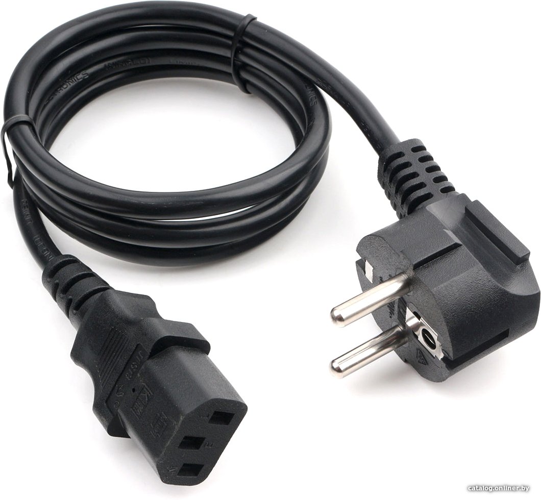 Кабель питания Cablexpert (PC-186-VDE-1M) 1м, Schuko- C13, VDE, 10А, черный, с заземлением, пакет
