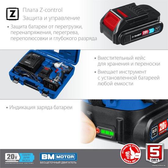 Гайковерт Зубр Профессионал GB-250-22 (с 2-мя АКБ, кейс)