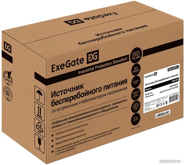 Источник бесперебойного питания ExeGate SpecialPro UNB-650.LED.AVR.1SH.2C13.RJ.USB  EX292768RUS