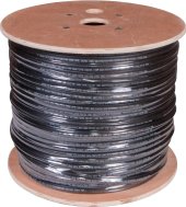 Кабель витая пара F/UTP Rexant CAT 5e, PE, 4PR, 24AWG, OUTDOOR, SOLID, черный, с тросом, 305м 01-0144