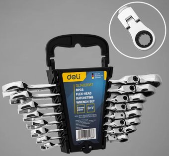 Набор ключей Deli DL140208T трещоточный