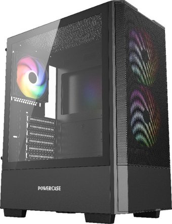 Корпус ATX   Powercase Mistral AY3B ARGB, Tempered Glass, 2x 140mm +1x 120mm ARGB Fans, чёрный CMAYB-A3