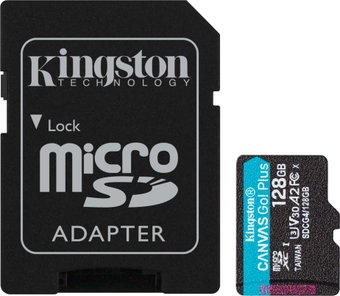 Micro SD 128Gb Kingston Canvas Go! Plus microSDXC UHS-I U3 Class 10 +SD SDCG4GB/128GB