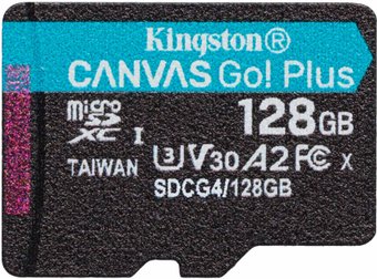 Micro SD 128Gb Kingston Canvas Go! Plus microSDXC UHS-I U3 Class 10 SDCG4GB/128GBSP + adapter
