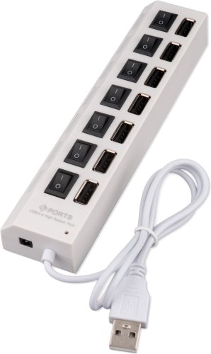 Разветвитель USB2.0 Gembird UHB-U2P7-01W, 7хUSB, 55см, белый, коробка 23229