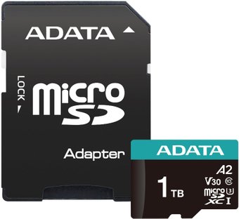 Micro SD 1TB A-DATA AUSDX1TUI3V30SA2-RA1 Class 10 UHS-I U3 V30S A2 100/80 MB/s (SD адаптер)