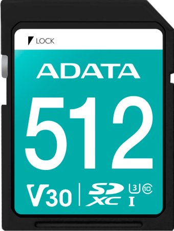 MicroSDXC 512GB A-DATA Class 10 UHS-I U3 V30S 100/85 MB/s (ASDX512GUI3V30S-R)