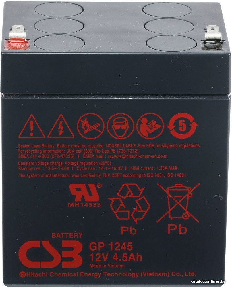 UPS Аккумулятор  CSB GP 1245 12V/4.5Ah  90/70/107, 1.70кг, (в кор. 10шт.)